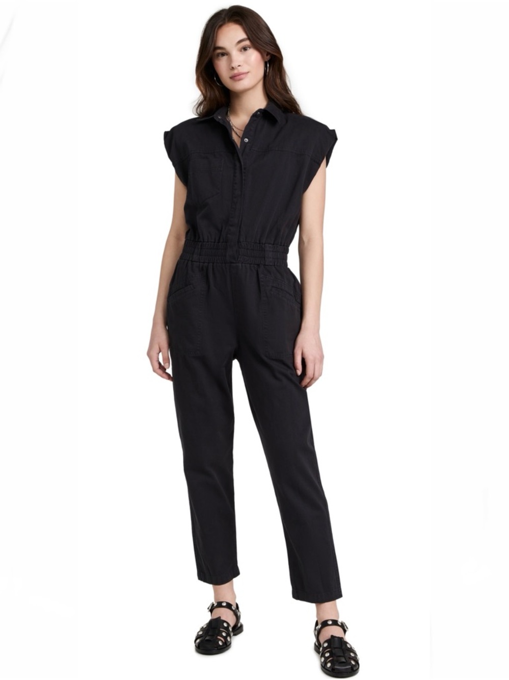Pistola Rosie Jumpsuit in Fade to Black Sz L NWT cinched waist utility grunge